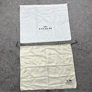 Coach Dust Bag Lot of 2 White & Cream Protective‎ Storage Accessory